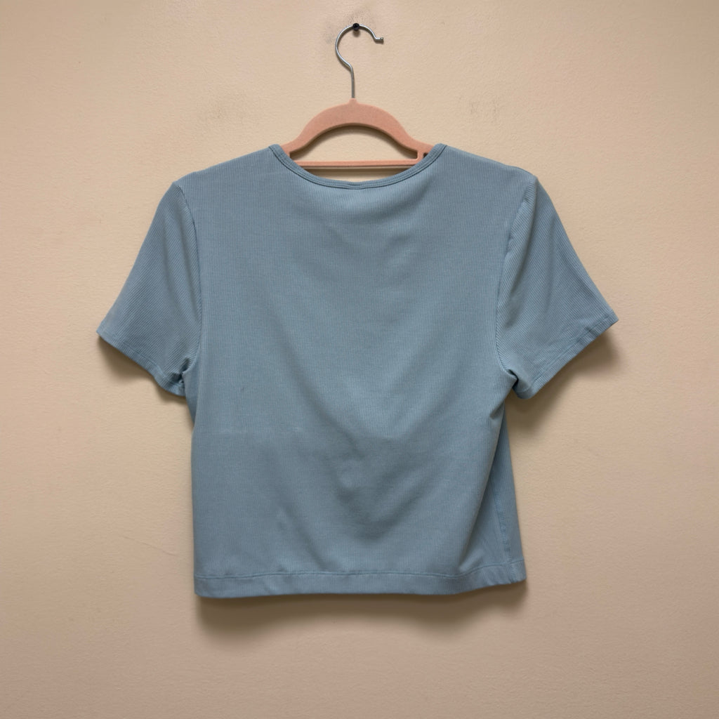 Yogalicious Cropped Ribbed Top w/Built-In-Bra - Size Large