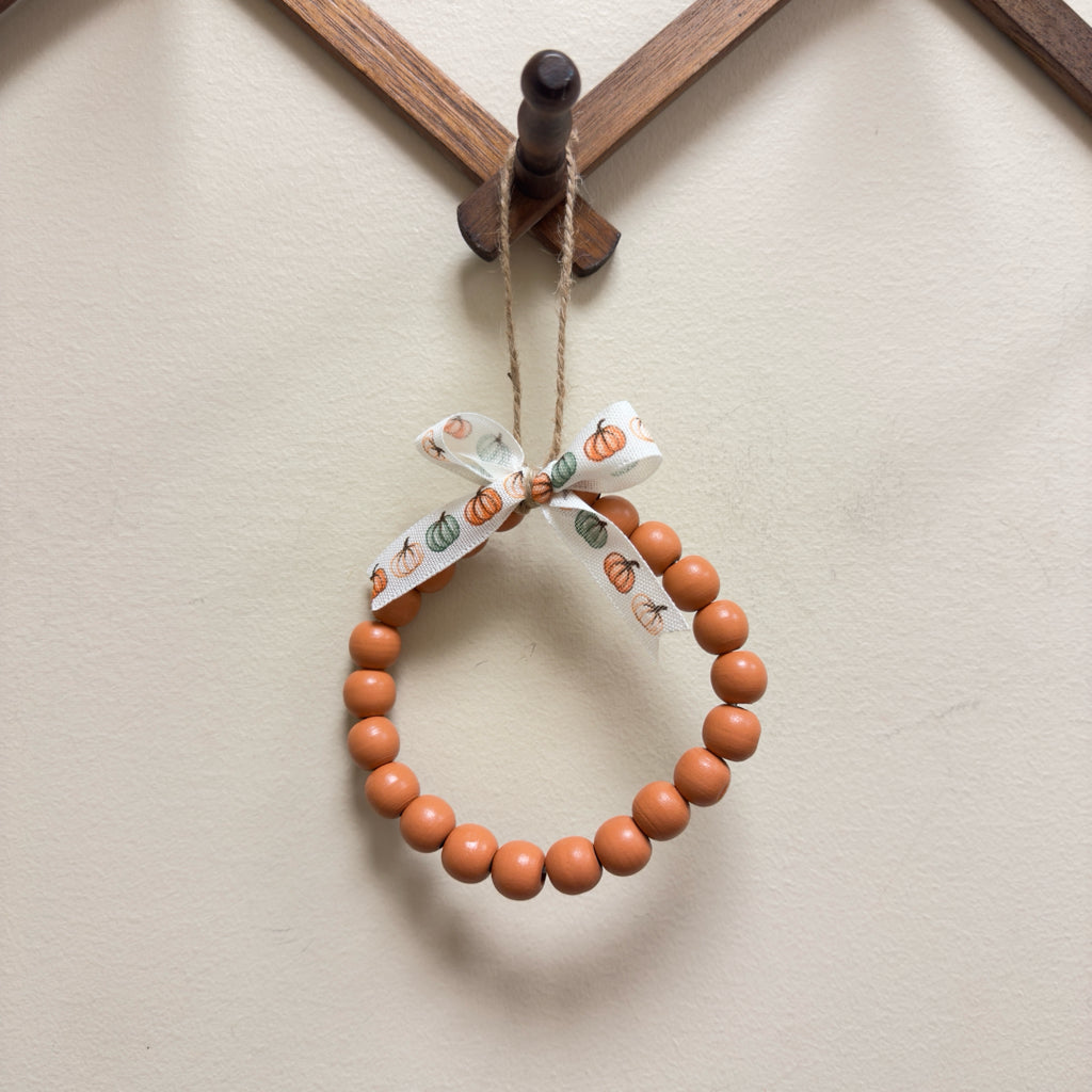 Fall Wreath Decor w/Pumpkin Ribbon