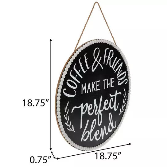 Coffee & Friends Beaded Wood Wall Decor