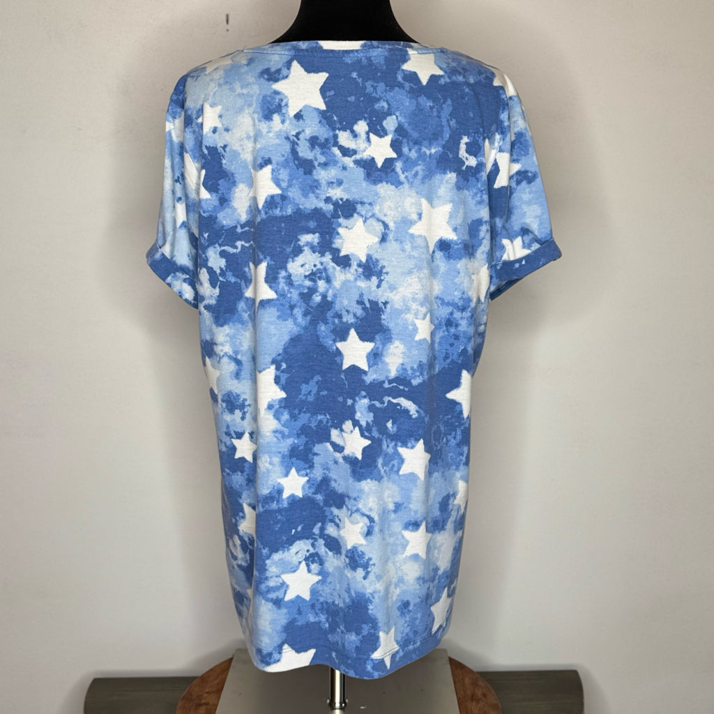 Star Print Short Sleeve Tee - Size XL