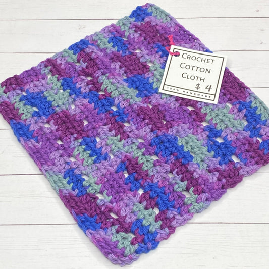 Crochet Cotton Cloth - Purple, Gray & Blue