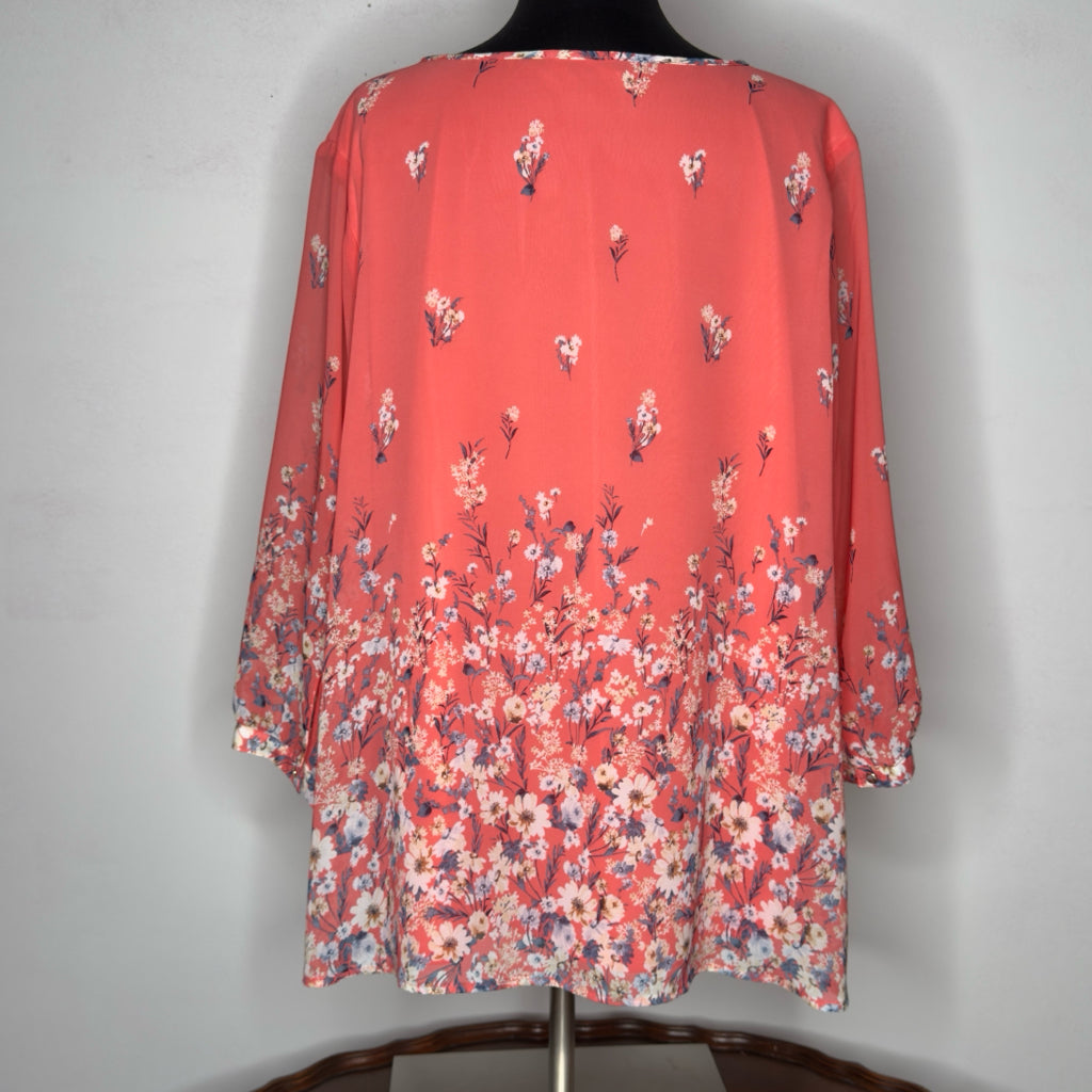 Sara Michelle Floral Print Boho Style Top - Size 2X