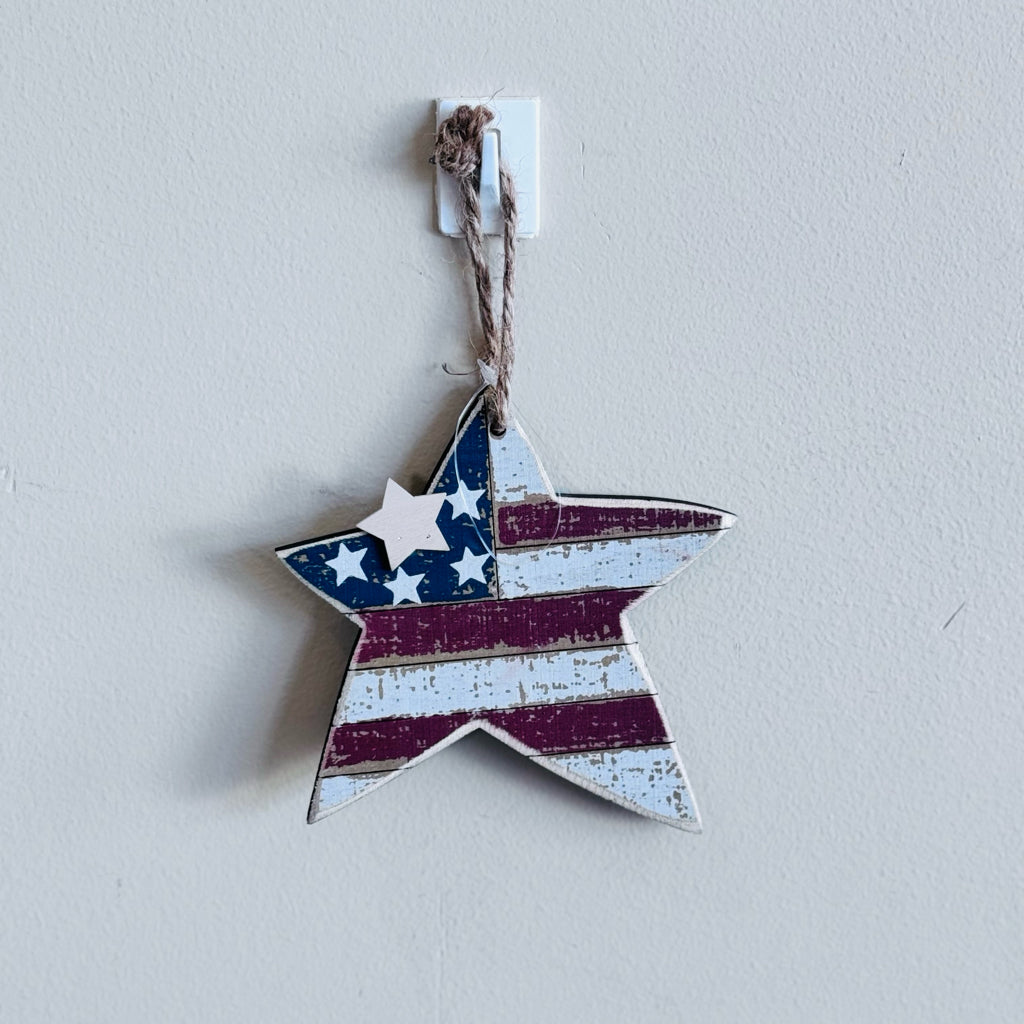 Primitive Red, White & Blue Hanging Star