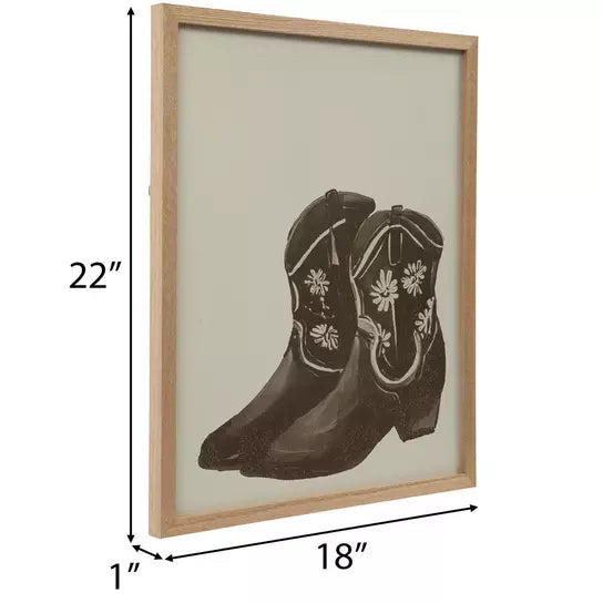 Daisy Cowgirl Boots Wood Wall Sign