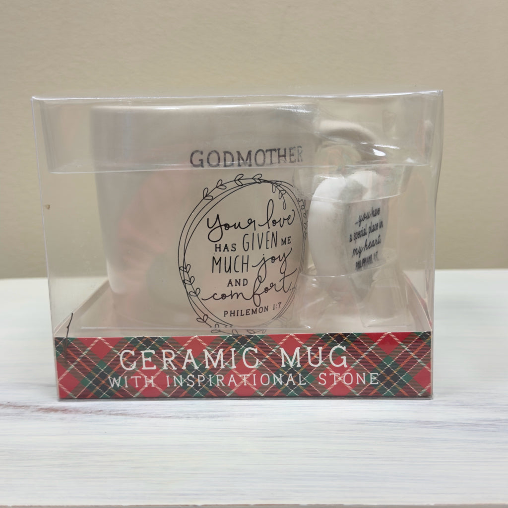 Godmother Coffee Mug & Inspirational Stone Gift Set
