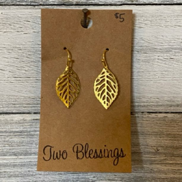 Two Blessings Earrings - Gold Leaf