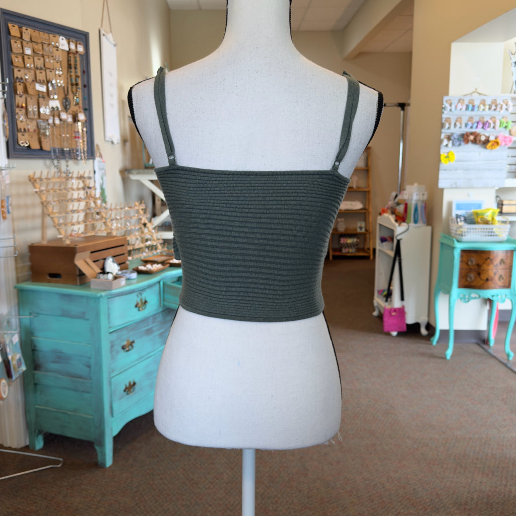 Aerie Cropped Ribbed Tank Top - Size Small