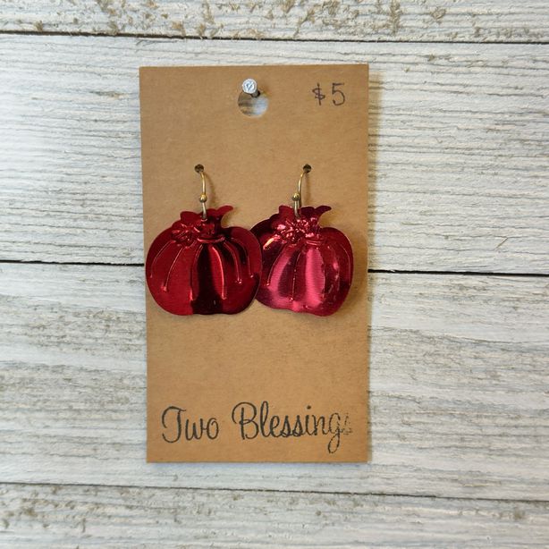 Two Blessings - Red Pumpkin Earrings