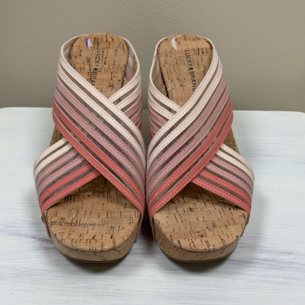 Lucky Brand Kayla Pink Canyon Clay Ombre Cork Wedge Sandals - Size 8 1/2