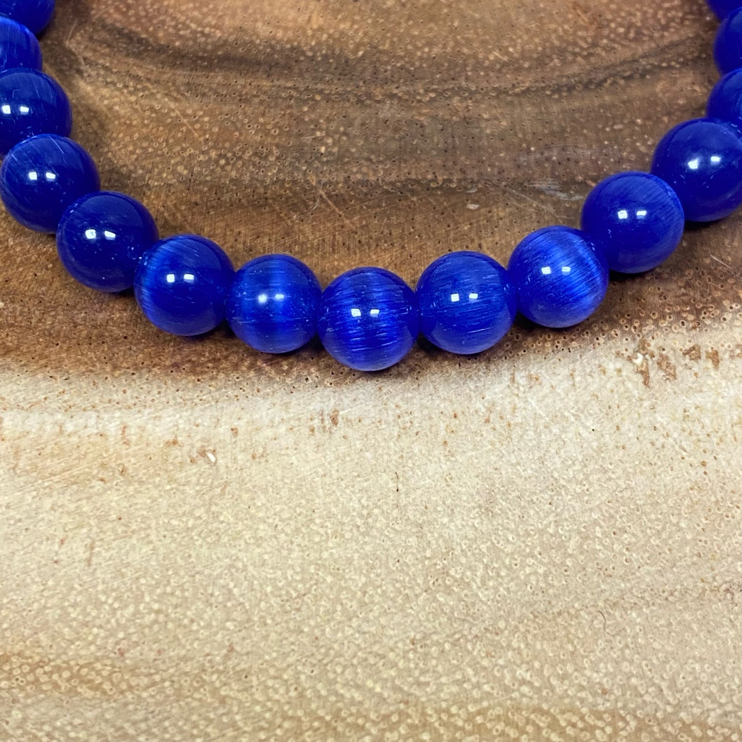 Inga Ann's Cobalt Blue Cat Eye Beaded Bracelet