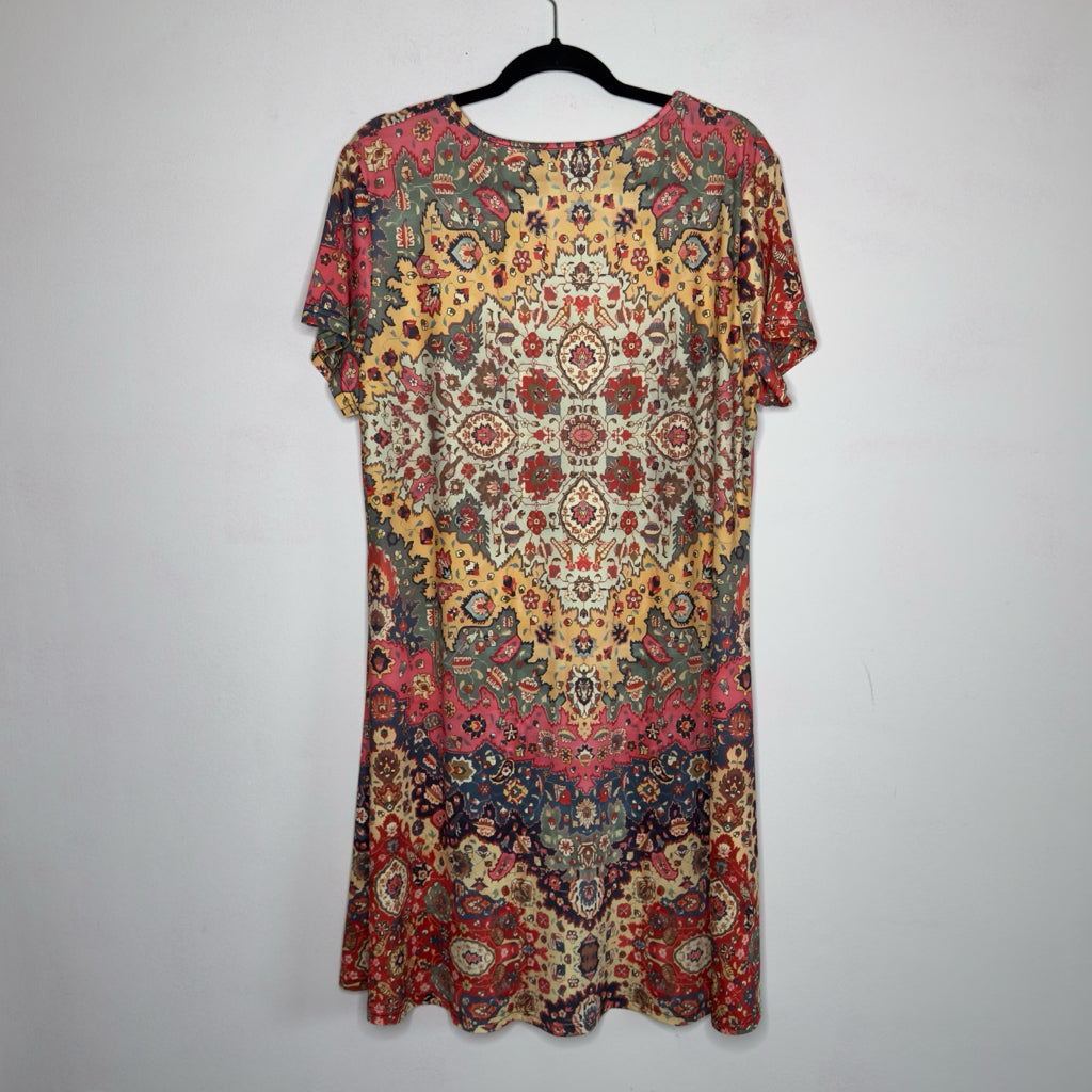 Multicolor Mixed Print Sleeveless Dress - Size XXL
