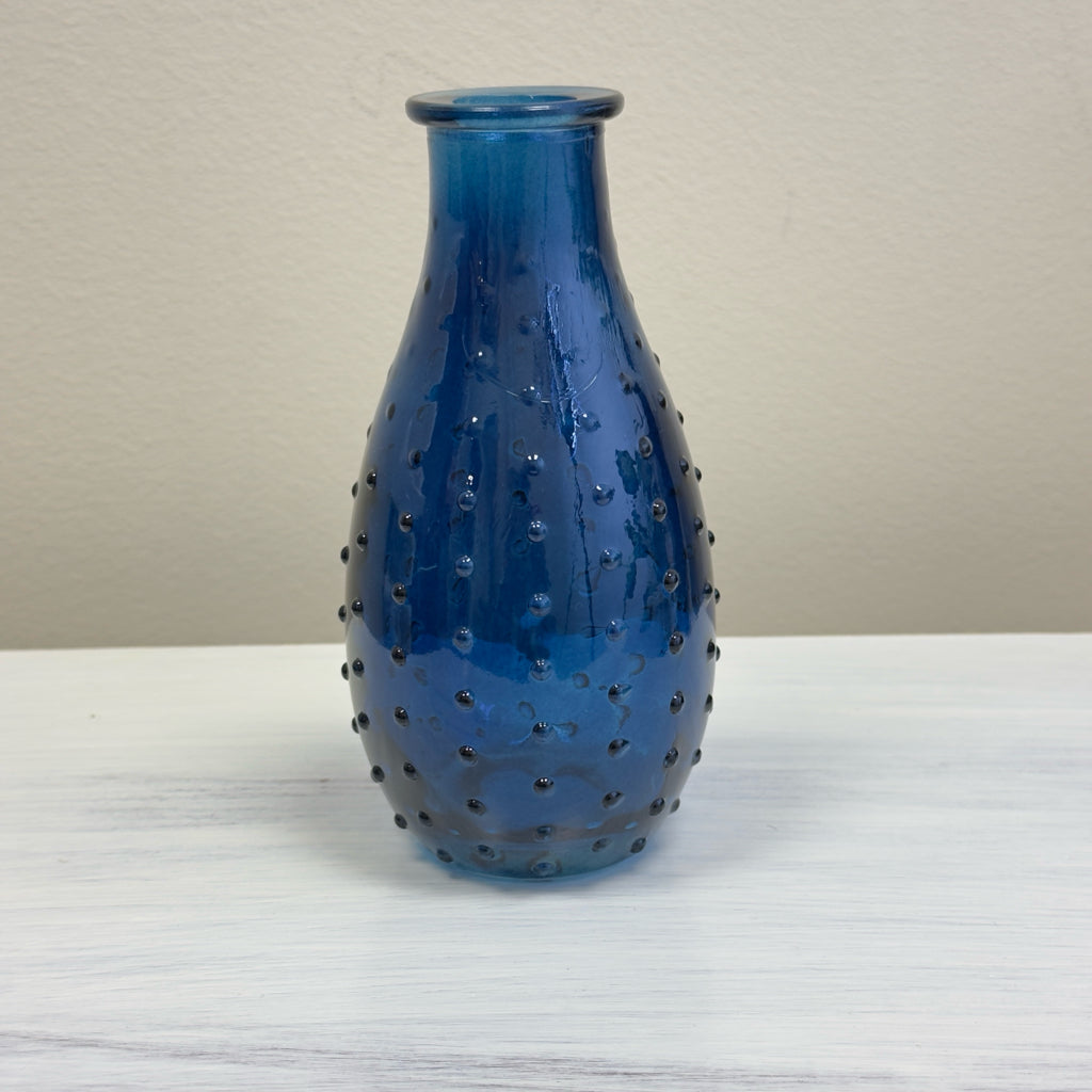 6" Blue Hobnail Glass Vase