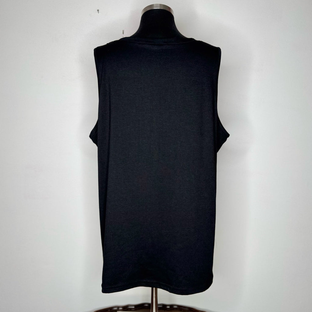 Black V-Neck Sleevless Tee - Size XXL