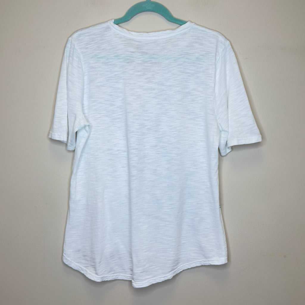 Chico's Floral Notch Neck Tee - Size Large