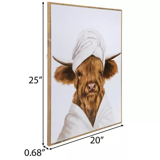 Highland Cow In Robe Wood Wall Decor