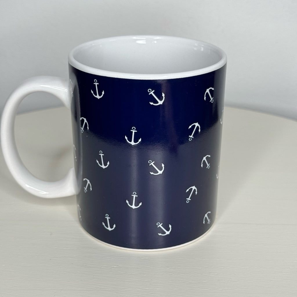 Nautica Navy Blue & White Anchor Print Mug
