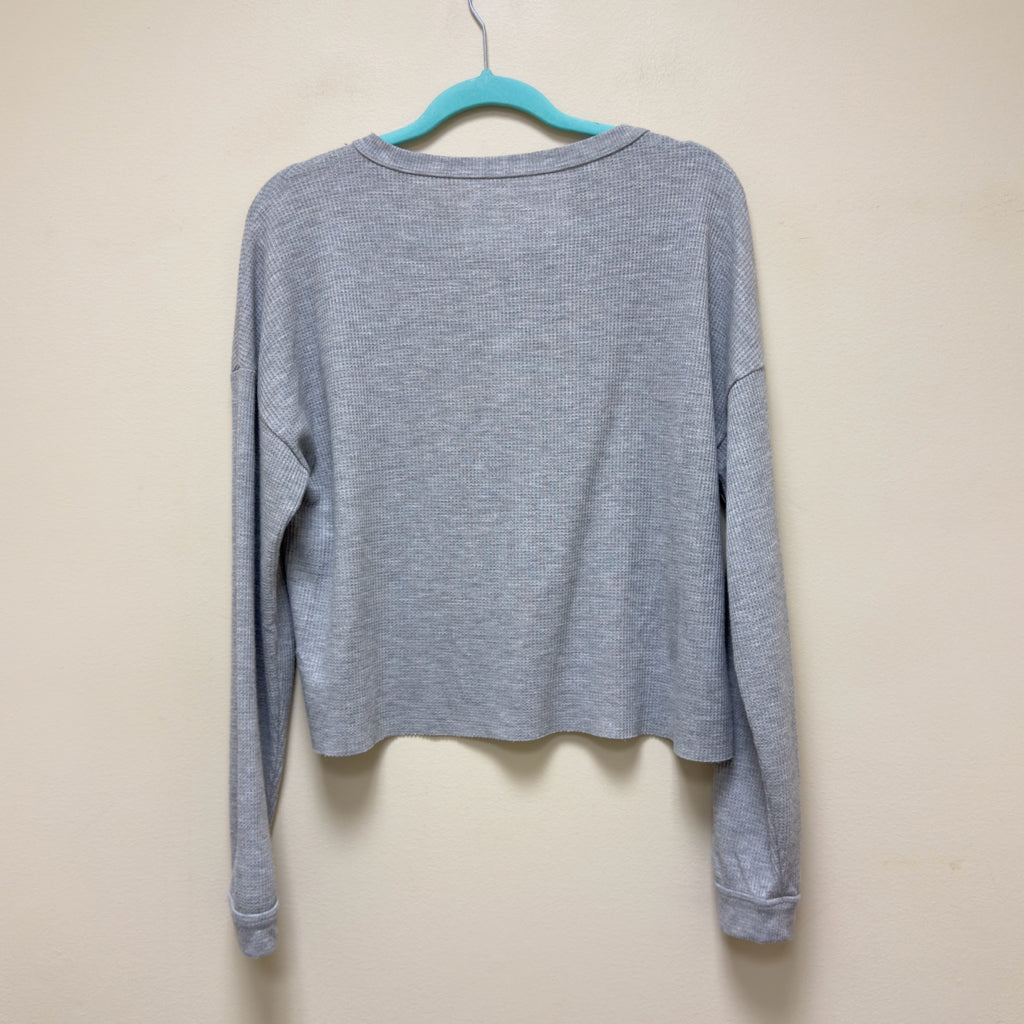 American Eagle Boxy Long Sleeve Thermal Henley Top - Size Small