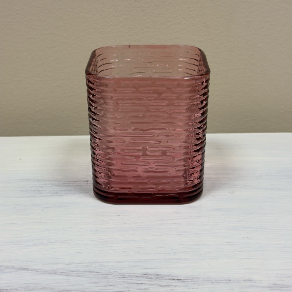 Pink Rippled Glass Votive Holder