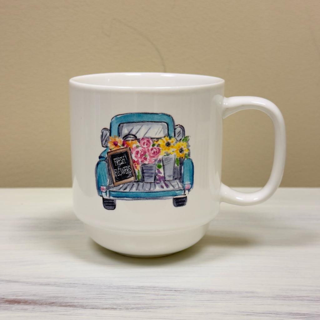 Fresh Flowers In Back of Truck Cup
