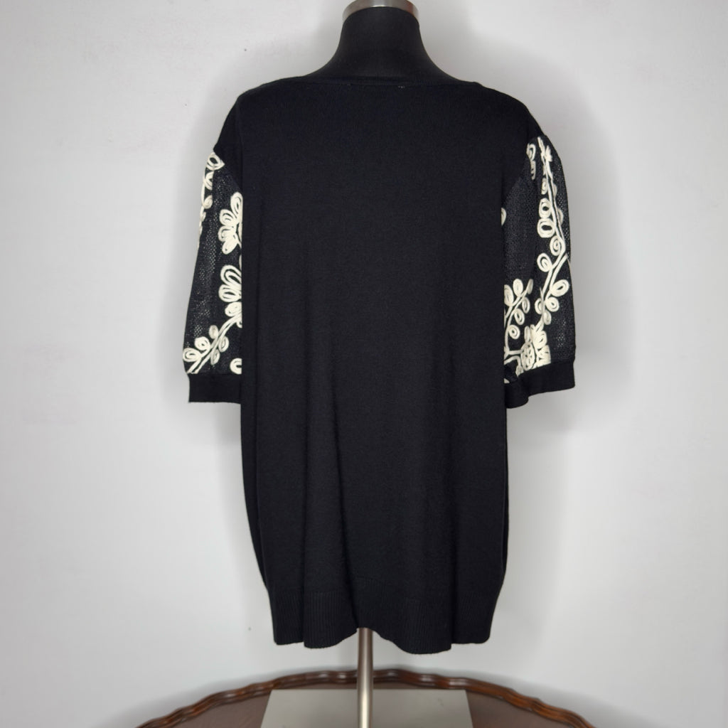Sioni Milano Embroidered Sleeve Sweater - Size 2X