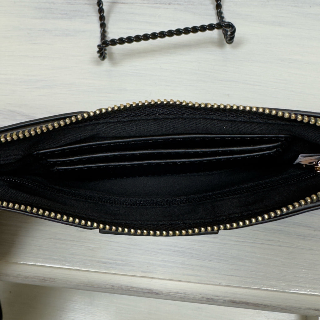 Black Weaved Faux Leather Wristlet