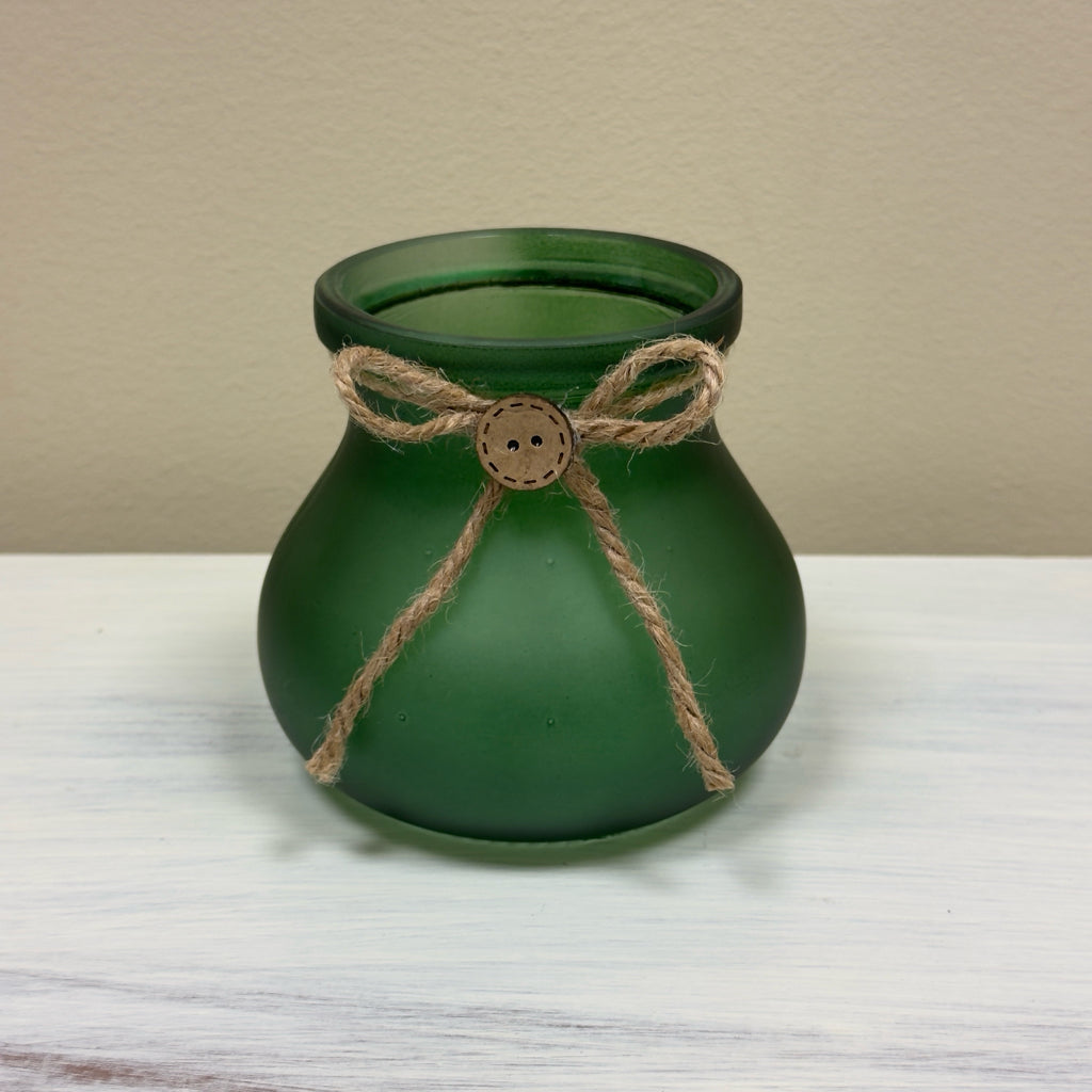 Green Glass Candle Holder
