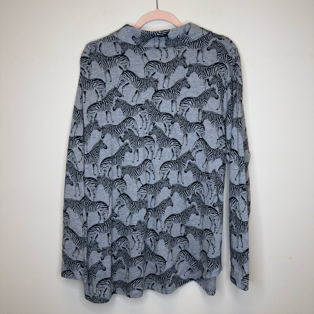 Jane & Delancey Zebra Print Button Front Top - Size 1X
