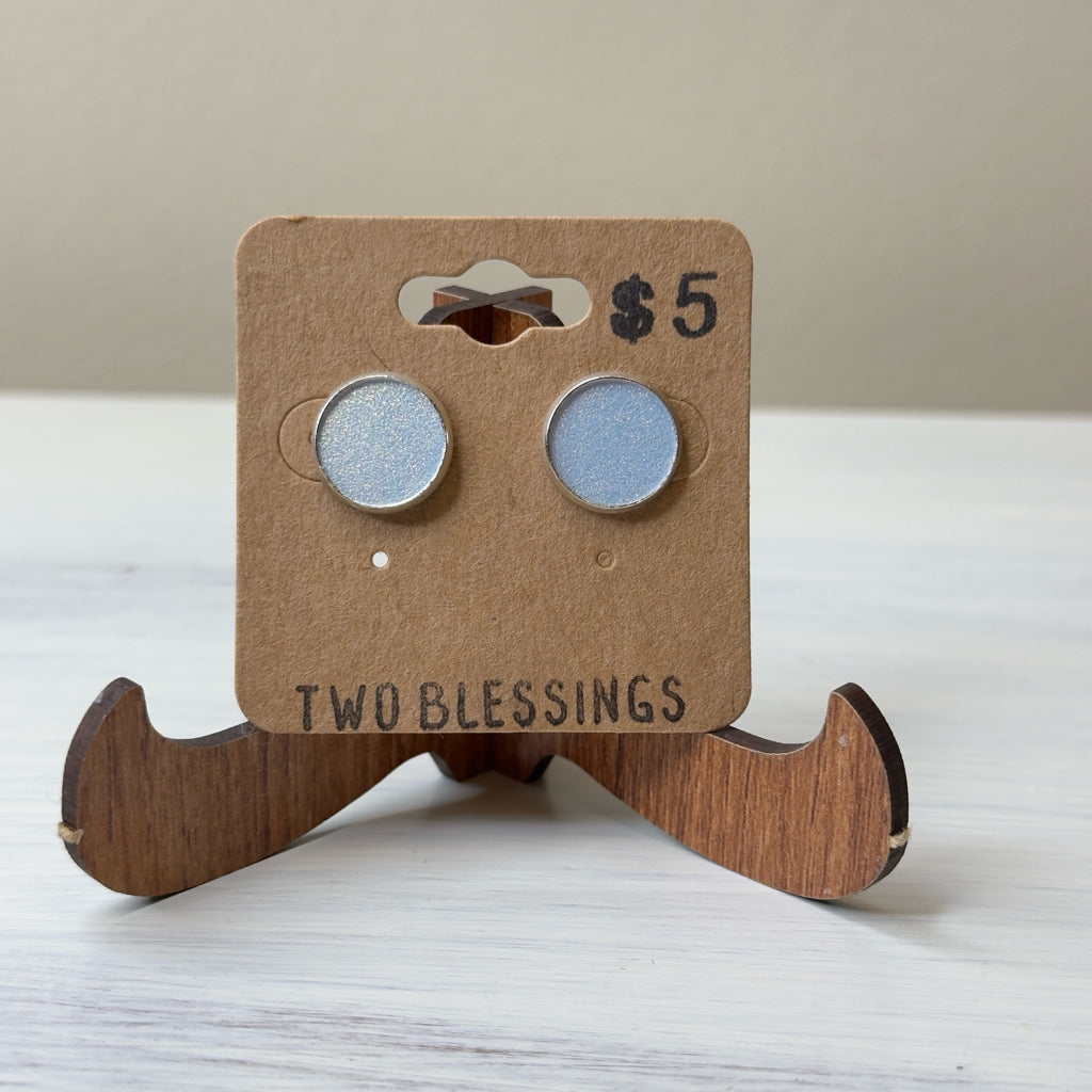 Two Blessings Earrings - Silver Glitter