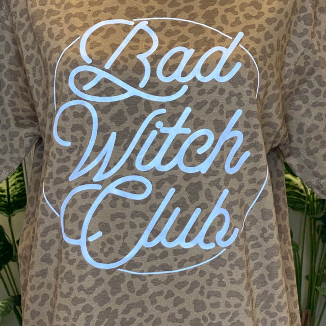 Bad Witch Club Leopard Print Graphic Tee - Size Medium