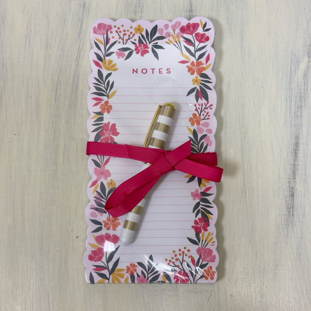 Floral Print Notepad w/Pen