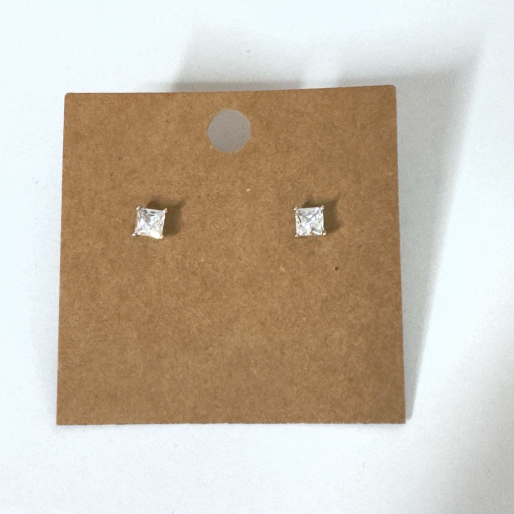 Princess Cut Stud Earrings