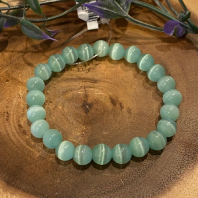 Inga Ann's Aqua Cat Eye Beaded Bracelet