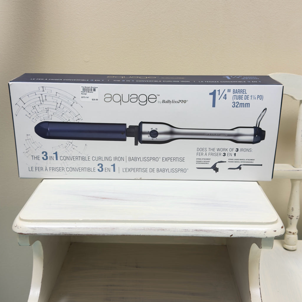 Aquage by Babyliss PRO 1 1/4" Barrel 3 in 1 Convertible Curling Iron