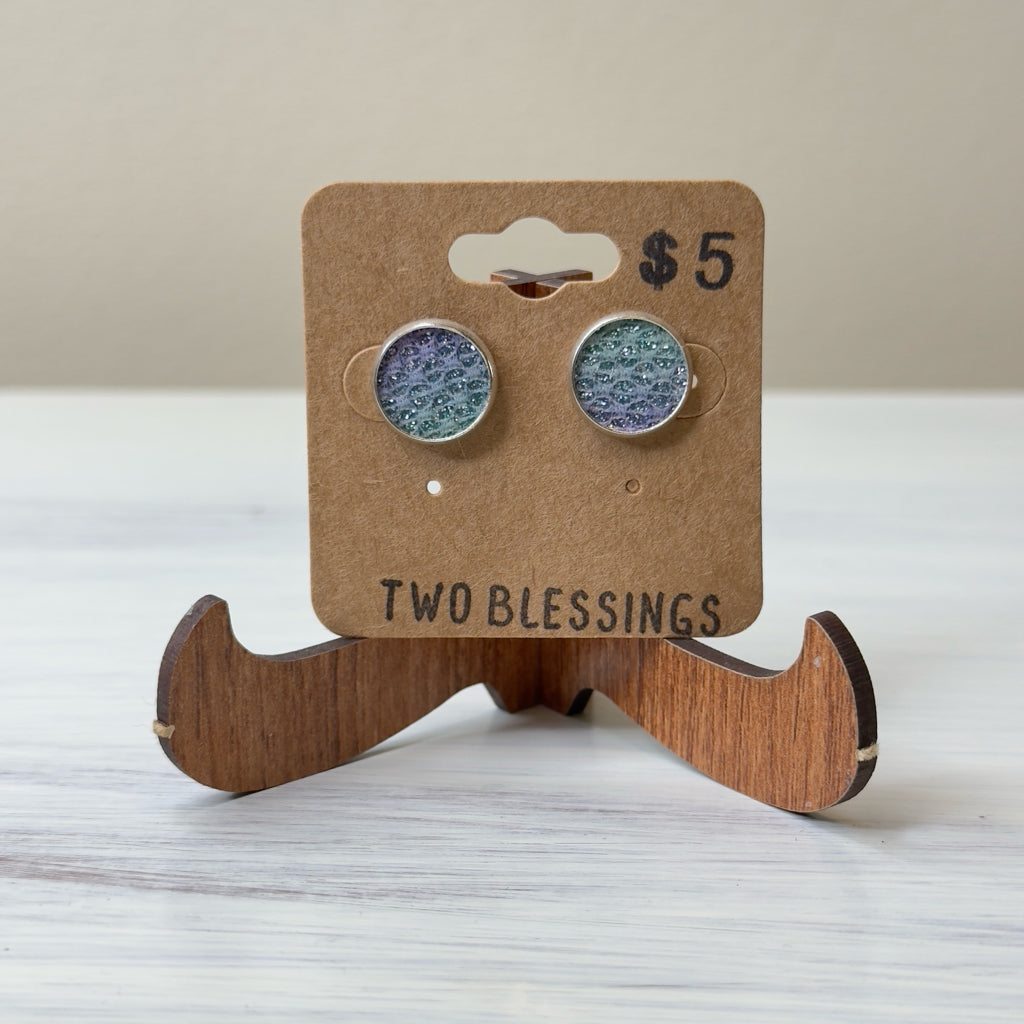 Two Blessings Earrings - Purple/Turquoise Glitter