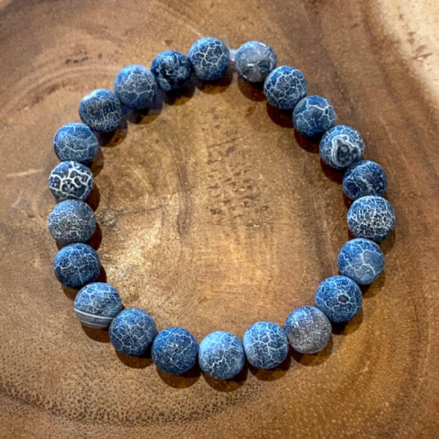 Inga Ann's Black Crackled Agate Beaded Bracelet
