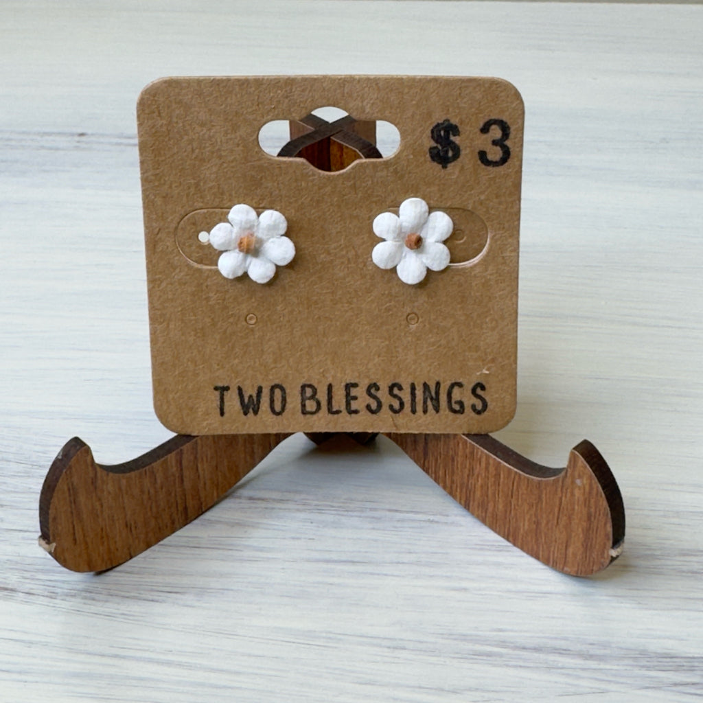 Two Blessing Earrings - Flower - White