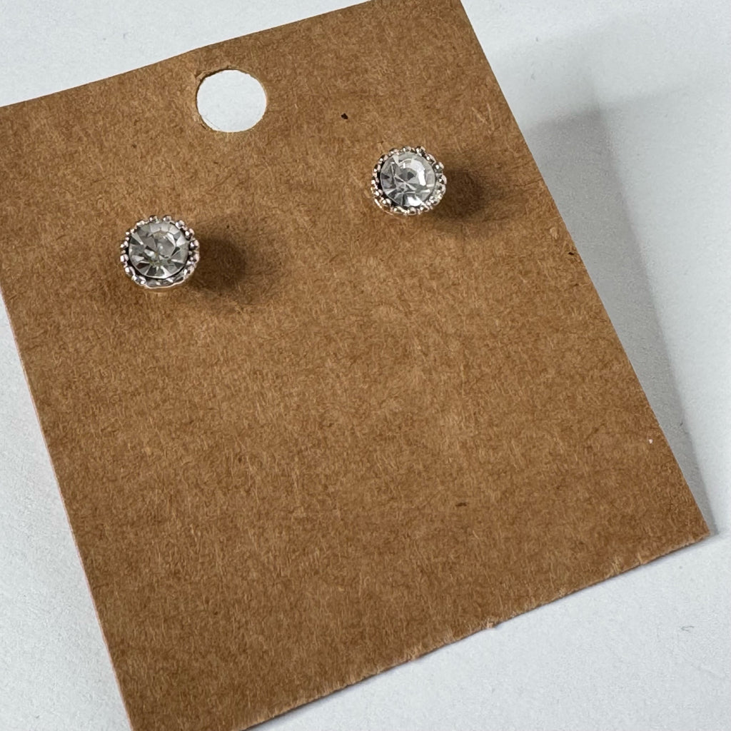 Clear Crystal Halo Stud Earrings