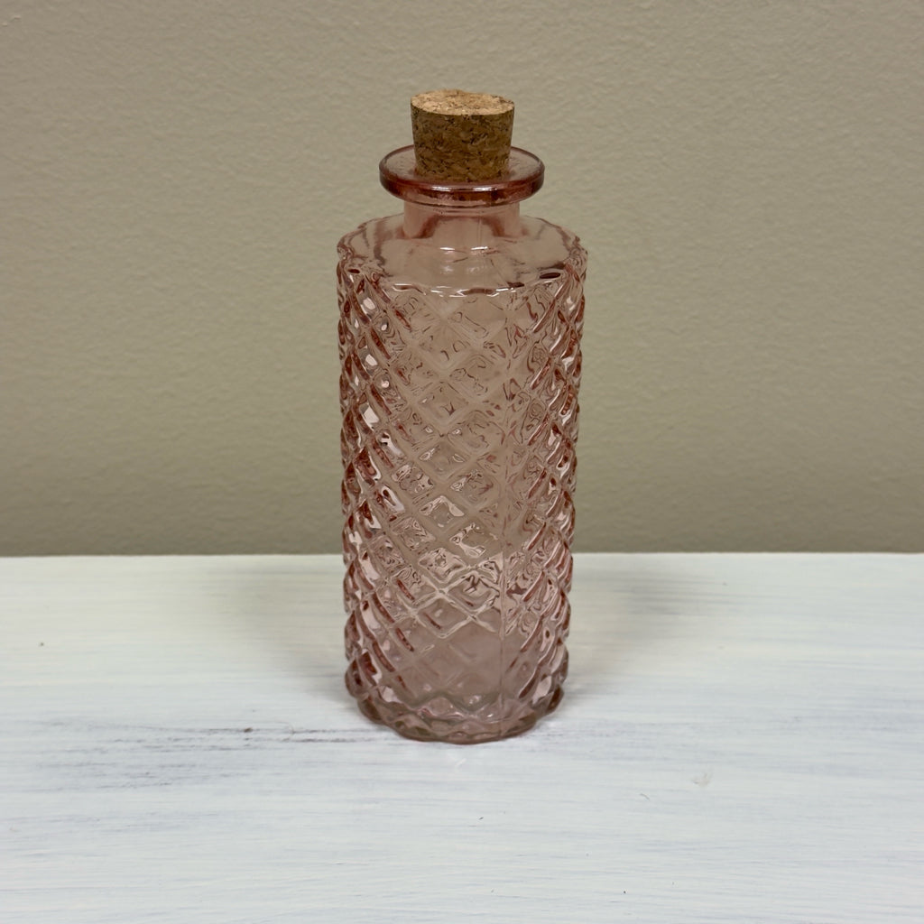 Pink Glass Bud Vase w/Cork Stopper