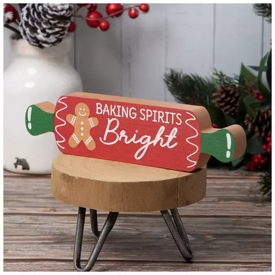Baking Spirits Bright Rolling Pin Wood Decor
