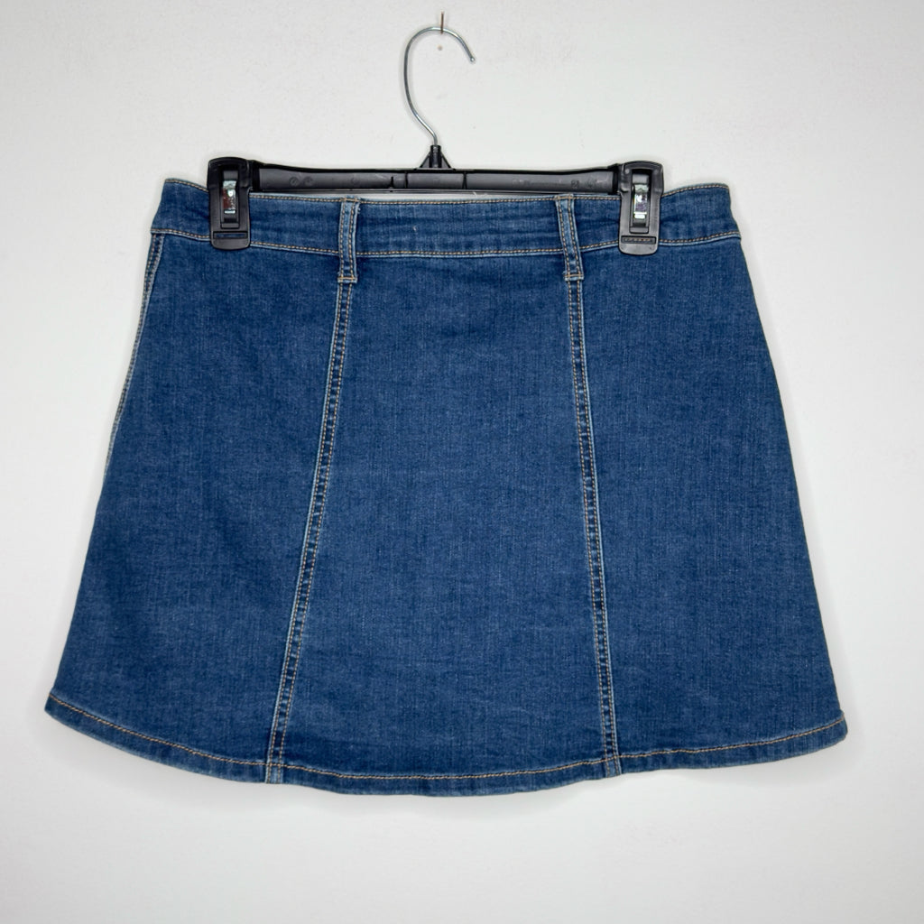 Altar'd State Denim Snap Front Mini Skirt - Size Small