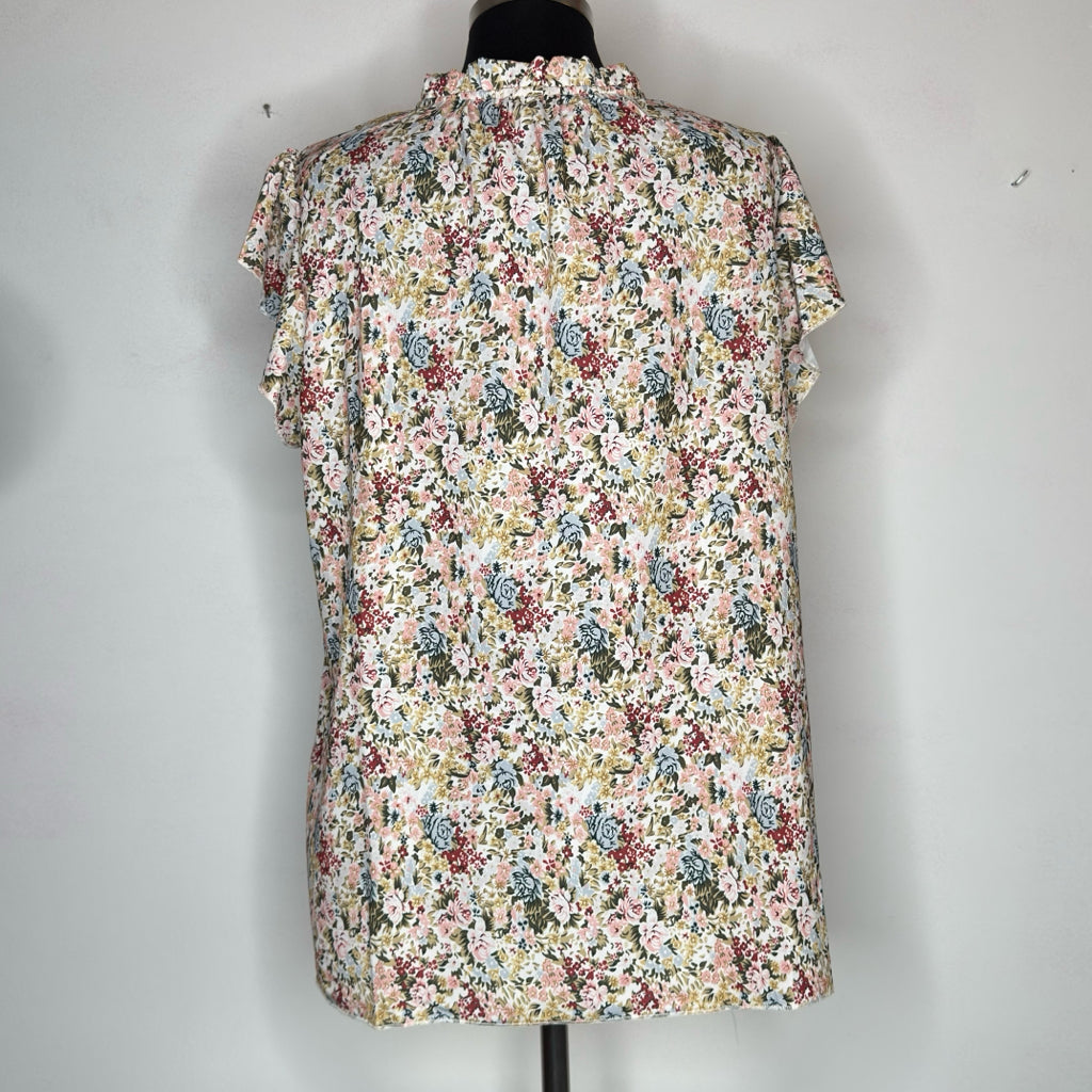 Foral Flutter Sleeve Top - Size XL
