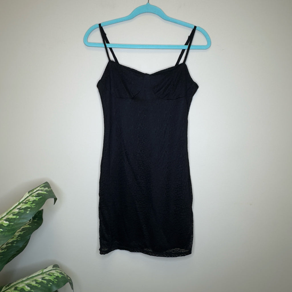 H&M Lace-Overlay Leopard Print Dress - Size Small
