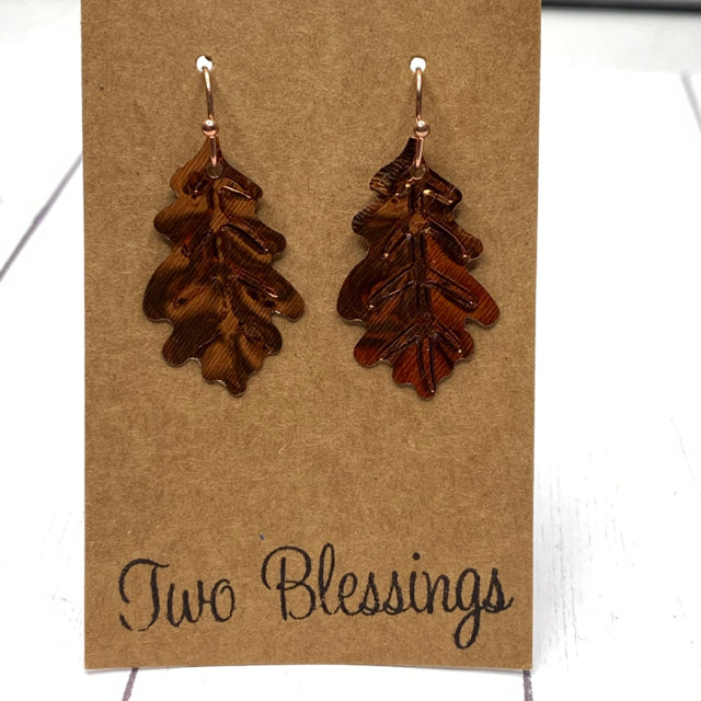 Two Blessings - Red Leaf Earrings