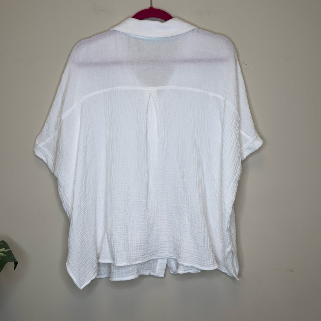 P.S. Kate Textured Button Front Top - Size 3X