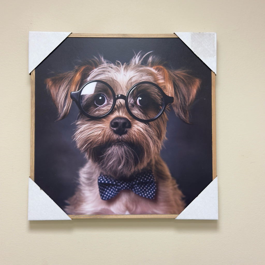 Dog Wearing Glasses Portrait Wall Decor
