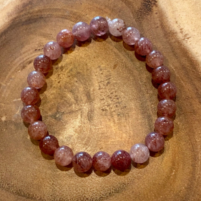 Inga Ann's Strawberry Quartz Beaded Bracelet - 8mm Beads