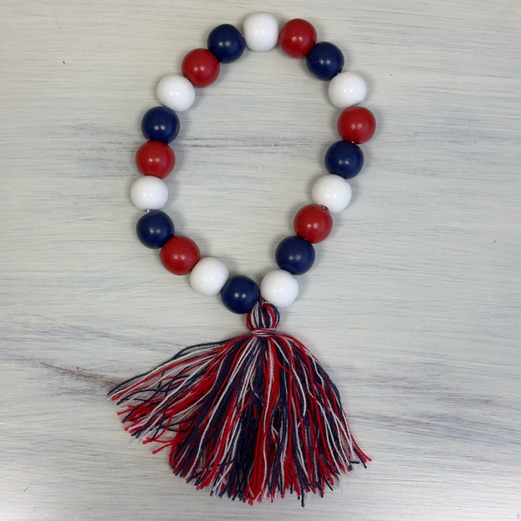 Red, White & Blue Beads w/Tassel