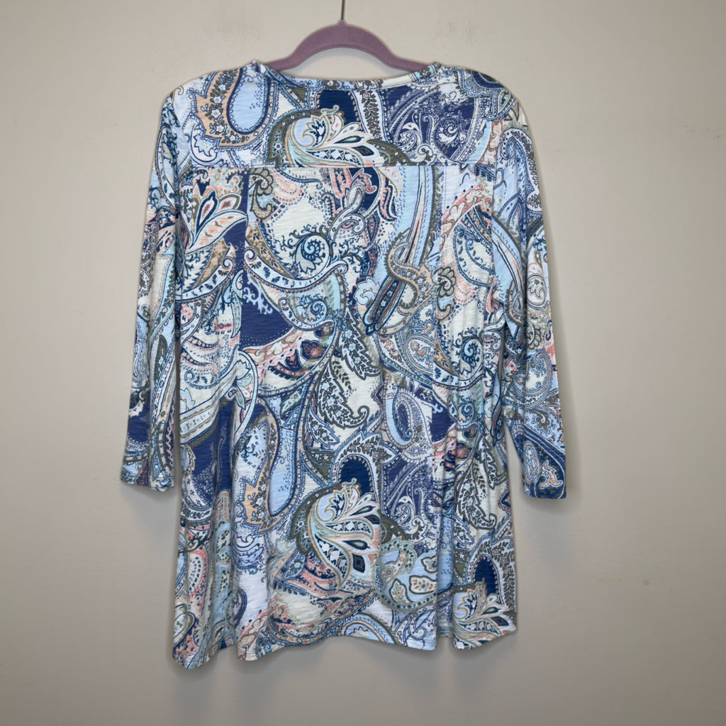 Chico's Paisley Print Slub Tee - Size Large