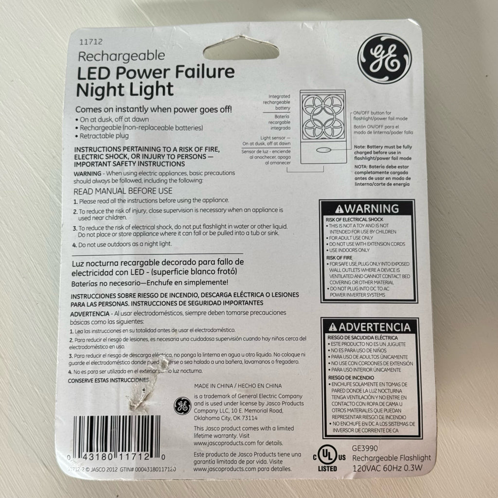 Rechargeable LED Power Failure Night Light