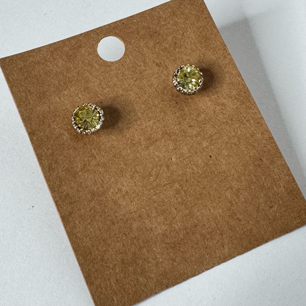 Peridot-Colored Halo Stud Earrings